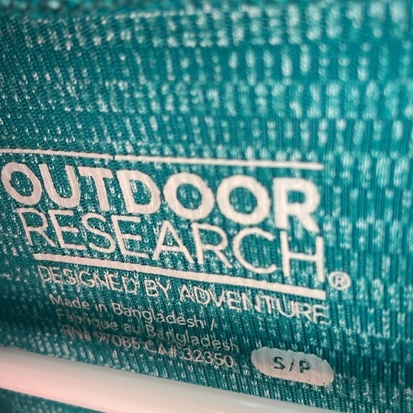 Outdoor Research, Small, teal green striped cowl neck sweatshirt w/ pouch pocket - Picture 3 of 5